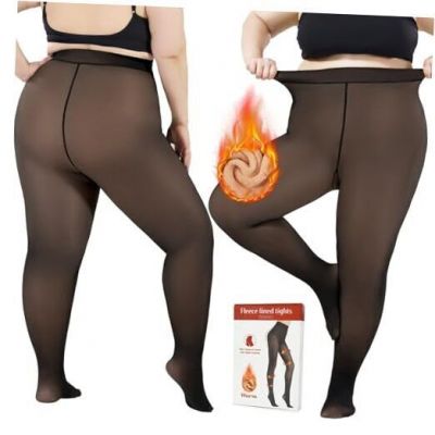 Women's Plus Size Fleece Lined Tights,Winter Warm Fake Large-X-Large Black